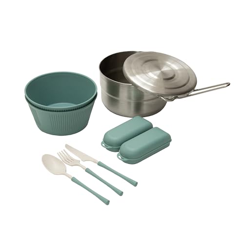 Stansport Stainless Steel Camping Cookware Set – Durable Nesting Mess Kit for Backpacking, Hiking & Outdoor Cooking – Compact Portable Pot & Pan with Carry Bag – Multiple Sizes for Family to Solo Use - style: 12 Piece