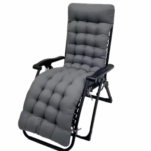 Patio Chaise Lounger Cushion， Rocking Chair Sofa Cushion with 6 Ties， Thick Padded Swing Bench Cushion， Zero Gravity Chair Cushion61x19x3in (Dark Grey) - color: Dark Grey