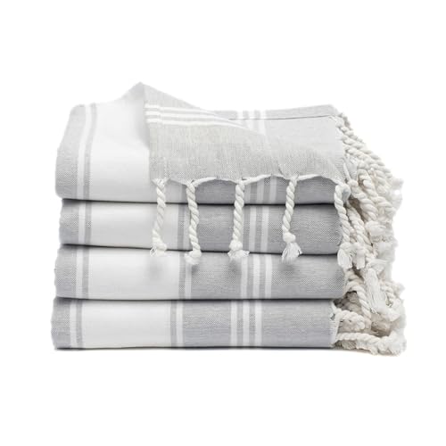 Cotton Turkish Beach Towel with Towels Oversized 36"x72" Pool Absorbent Extra Large Quick Dry Sand Travel Towel (Light Grey, 4 Pack) - color: Light Grey, size: 4 Pack