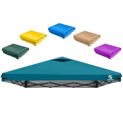 10x10 Pop Up Canopy Replacement Top Cover with Air Vent for Straight Leg Canopy Tent, Waterproof for Outdoor Garden Patio Camping Sun Shade (Ocean Blue) - color: Blue