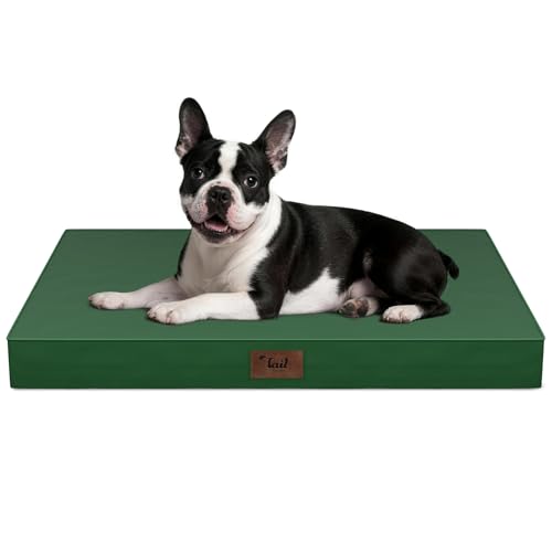 Outdoor Dog Bed for Small Dogs, Waterproof Dog Crate Bed for Medium Dogs Cats, Orthopedic Egg Crate Foam Pet Bed with Washable Removable Oxford Cover, Dark Green - color: Dark Green, size: 29.0"L x 18.0"W x 3.0"Th