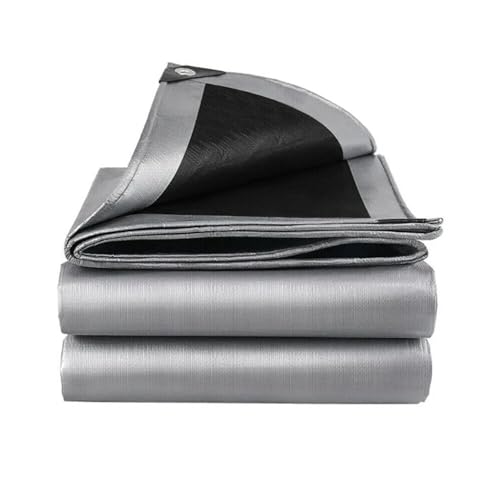 12 x 16ft Tarps Heavy Duty Thick Waterproof, Poly Canopy Silver + Black Tent Shelter Cover, 16 Mil Tarpaulin Shade, Rip and Tear Proof, UV Resistant Tarpaulin with Grommets and Reinforced Edges - color: Silver+black（16mil）, size: 12 x 16ft