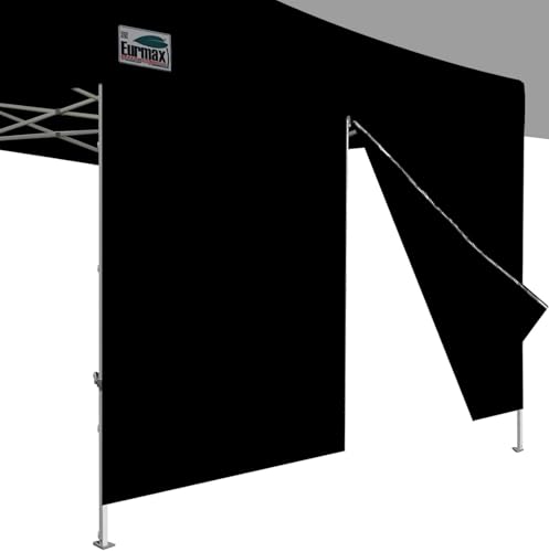 Eurmax USA 10FT Instant Canopy SunWall with Middle Zipper Wall for Pop Up Canopy Tent，1 Pack Sidewall (Black) - color: black, size: 10x5.7ft