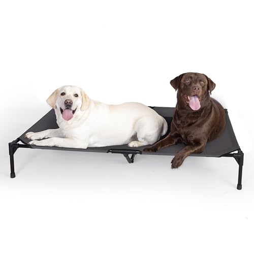 K&H Pet Products Outdoor Elevated Dog Cot, Breathable Cooling Elevated Cot Hammock Pet Bed for XL Dogs, Washable Mesh Cover, Raised Metal Frame, Collapsible, Portable - Jumbo 56 X 38in Charcoal - color: Charcoal/Black Mesh, size: Jumbo 56"L x 38"W
