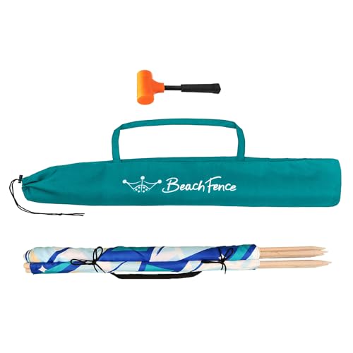 Premium 20 ft Beach Windscreen, Privacy Screen, Wind Blocker Free Rubber Mallet and Carry Bag Included (Surfs Up) - color: Surfs Up