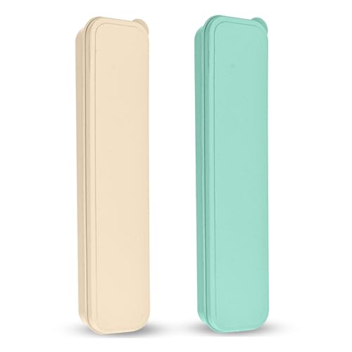 Travel Cutlery Case Portable Utensil Holder Large Travel Silverware Case Flatware Storage Box Camping Utensils Cutlery Cases for Fork Spoon Chopsticks Lunch Box, 9.6 x 2.1 inches (Beige, Green) - color: Beige, Green, size: Large