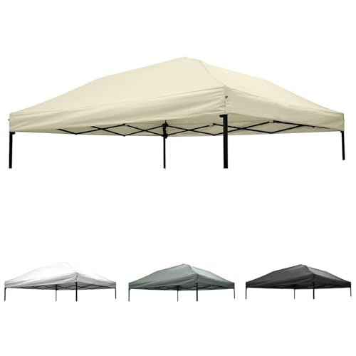 10x10 Canopy Replacement top,10x10ft Pop Up Canopy Top Cover,Silver Coated Durable Replacement Canopy top for Straight Leg Canopy Frame,Beige(1 PCS Top Cover Only) - color: Beige