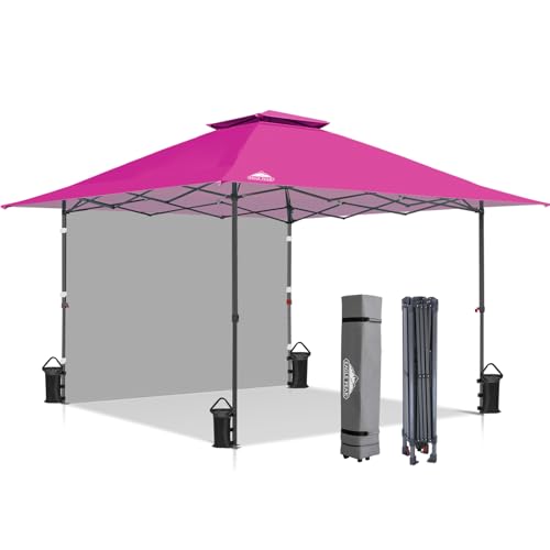 EAGLE PEAK 13x13 Pop up Canopy Tent w/One Wall, Instant Canopy Easy Set up Folding Shelter w/One Privacy Curtain, 169 Square Feet Sun Shade, Light Pink - color: Light Pink
