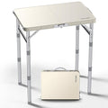 2ft Plastic Folding Camping Table, 3 Adjustable Height Waterproof Small Folding Table Lightweight & Portable with Carry Handle for Outdoor Camping RV Travel Picnic Beach, 22.8" X 15.7", White - color: White