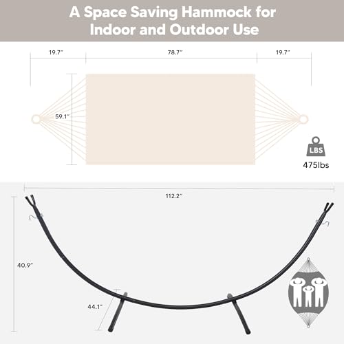 SUNCREAT Portable Outdoor Hammock with Stand Included, Double Hammock with Stand for Outside, Beige - color: Beige