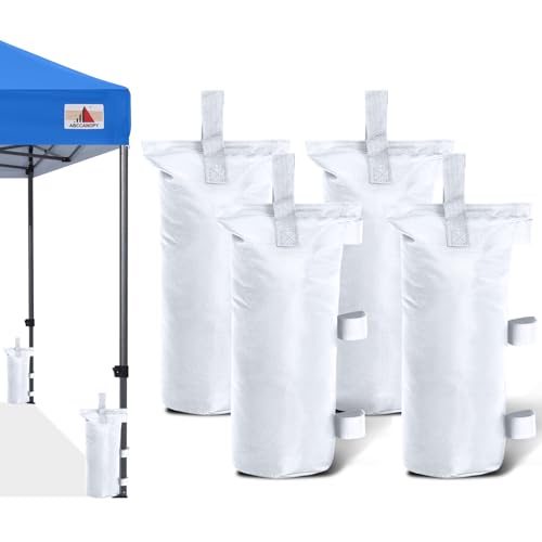 ABCCANOPY Canopy Weights Set of 4-150LBS Sand Bags for Pop up Tent, Weight Bags for Outdoor Gazebo, Trampoline, Pergola, White (Without Sand) - color: White, size: 150lbs