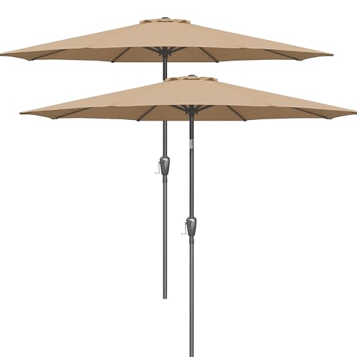Simple Deluxe 2 Pack 9ft Patio Umbrella Outdoor Table Market Umbrella, 8 Sturdy Ribs for Garden, Deck, Backyard, Pool, Tan - color: 2P-Tan, size: 9ft