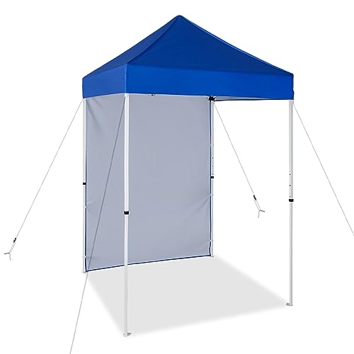 EAGLE PEAK Pop up Canopy 5x5, Outdoor Portable Canopy Tent with One Removable Sunwall, Carry Bag Included, Blue - color: Blue