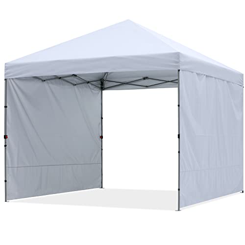 ABCCANOPY Easy Pop up Canopy Tent with 2 Sidewalls for Outdoor Sun Blocking or Rain Protection, 8x8, White