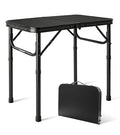 2FT Small Camping Portable Table, Black Aluminum Frame, Adjustable Height up to 21", Lightweight Carry Handle, Portable for Travel, Camping Outdoor Use - size: 2 ft × 1.3 ft × 1.78 ft H