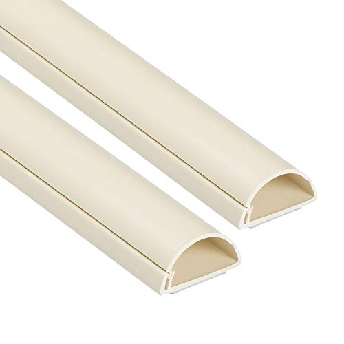 D-Line Half Round Cord Hider, Patented Cable Cover, Hide TV Wall Mount Wires, Raceway for Cords, Decorative Wire Covers, Paintable, Adhesive Cable Concealer - 2X 1.18in W x 0.59in H x 39in L - Beige - color: Beige, size: 1.18x0.59in - 2x 39in