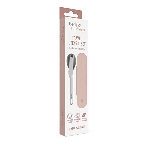 Bentgo Stainless Travel Utensil Set - Reusable 3-Piece Silverware Set with Carrying Case, High-Grade Premium Steel, BPA-Free Case, Eco-Friendly - Ideal for Travel, Camping, and Office Use (Rose) - color: Rose
