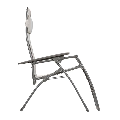 Lafuma Futura LFM3118 8548 Zero Gravity Outdoor Steel Framed Lawn Patio Recliner Folding Lounge Chair with Batyline Canvas, Seigle Grey - color: Grey (Seigle), style: Futura Zero Gravity