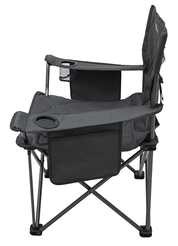ALPS Mountaineering King Kong Camping Chairs for Adults with Mesh Cup Holders and Pockets, Built Durable and Reliable with Compact Foldable Steel Frame - color: Charcoal