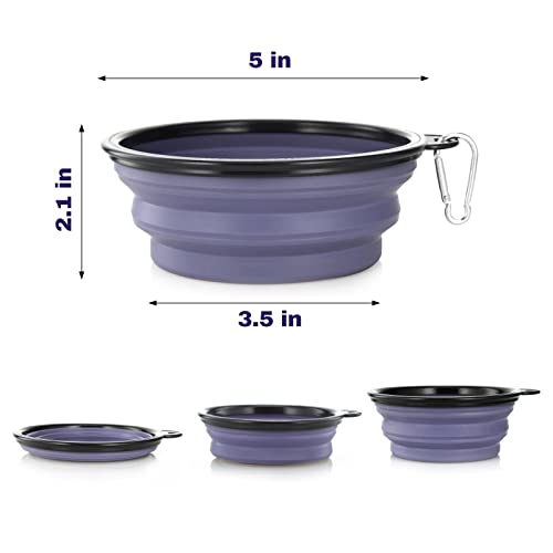 Dog Bowl Pet Collapsible Bowls, 2 Pack Collapsible Dog Water Bowls for Cats Dogs, Portable Pet Feeding Watering Dish for Walking Parking Traveling with 2 Carabiners (Small, Purple+Fairy Pink) - color: Purple+Fairy Pink, size: Small