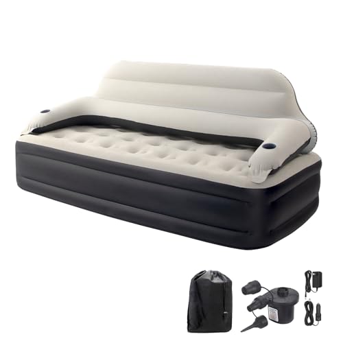 DIMAR GARDEN Twin Size Air Sofa Bed Mattress with Headboard and Pump,Blow Up Couch Inflatable Bed - size: Twin L