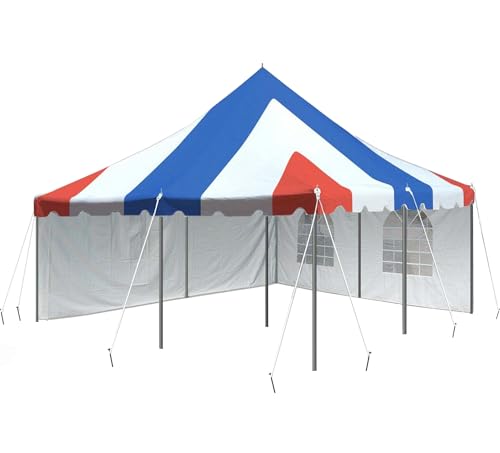 Party Tents Direct 20'x 20' Weekender Canopy Pole Tent with Sidewalls - Easy Up Canopy Tent with 80 Person Capacity - Outdoor Canopies for Parties, Weddings, and Events (Red White and Blue) - color: Red White and Blue, size: 20' x 20'