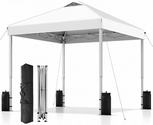 SANWAY 10x10 Pop Up Canopy Tent, One Push Setup, Heavy Duty Portable for Beach Camping Parties with Vents - Snow White - color: Snow White
