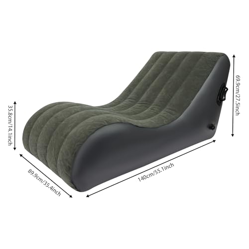 Inflatable Couch with Air Pump, Portable Waterproof Inflatable Sofa Lounger, Foldable Blow Up Sofa Bed for Indoor Outdoor Camping, 440lbs Capacity, 35.4 ” Wide (Gray) - color: Grey