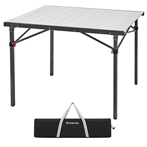 KingCamp Aluminum Folding Camp Table - Lightweight, Portable, Roll Up for Outdoor Camping, Picnic, Barbecue - color: Black/Silver_40.1"x27.6",4-5person