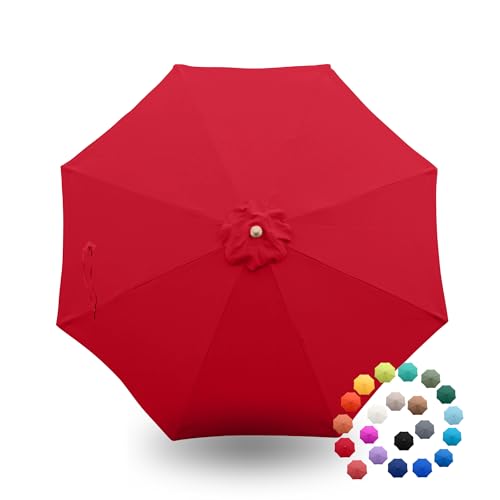 Formosa Covers - 9ft Market Patio Umbrella Replacement Canopy - 8 Ribs Top Canvas - 600D UV Protective and Water Resistant Umbrella Fabric - Premium Quality Replacement Canopy Cover ONLY (Red) - color: Red