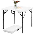 pollilar 34" Folding Card Table Square Foldable Table Plastic Portable with Detachable Legs, Dual Height Adjustable, Heavy-Duty Indoor Outdoor Dining, Game, Picnic, Mahjong Tables-White - color: White