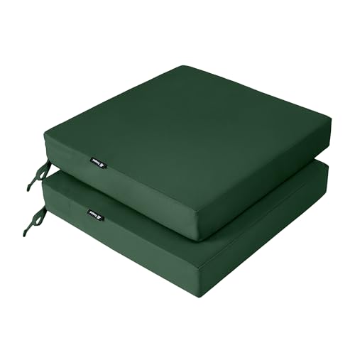 Favoyard Patio Chair Cushions 18.5 x 16 x 3 Inch Waterproof Outdoor Seat Cushions for Patio Furniture 3-Year Color Fastness Garden Sofa Couch Chair Pads with Handle & Adjustable Straps Set of 2, Green - color: Green, size: 18.5 x 16 x 3 In
