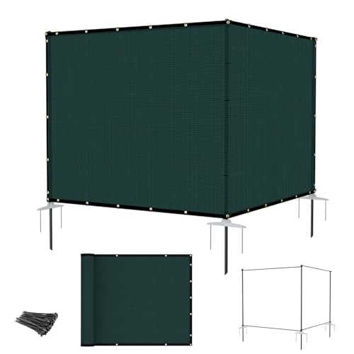 E&K 6'x12' Outdoor Privacy Screen Fence Panel Freestanding Backyard Patio Privacy Pool Fencing Temporary Garden Dog Fence with Iron Poles and Rails (Green) - color: Green, size: 0 6'x12'