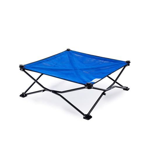 Coolaroo On-The-Go Elevated Dog Bed - Foldable Pop-Up Travel Dog Bed with Breathable, Moisture-Resistant Fabric, Carry Bag Included, Lightweight & Portable, Aquatic Blue, Medium - color: Aquatic Blue, style: Medium