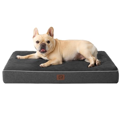 EHEYCIGA Orthopedic Dog Bed Waterproof 30"x20", Memory Foam Pet Bed for Medium Dogs, Washable Pet Mat with Removable Cover, Dark Grey - color: Dark Grey, size: 30.0"L x 20.0"W x 3.0"Th
