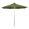 California Umbrella 9' Round Aluminum/Fiberglass Umbrella, Push Open, Silver Pole, Olefin Terrace Fern - color: Terrace Fern