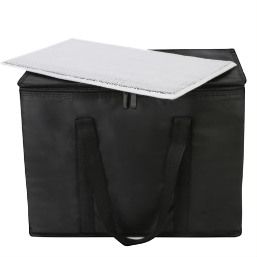 Bodaon Insulated Food Delivery Bag With Hard Bottom, XL Pizza Cooler Bags, Rideshare Delivery Bag, Thermal Cold/Hot Styrofoam Carrier for Travel/Shopping/Catering/Car - color: Black, size: X-Large（30L）