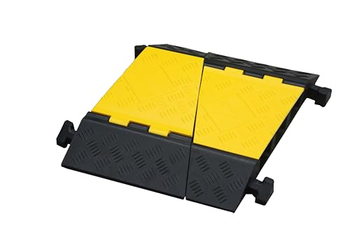 Kable Kontrol Atlas Heavy Duty Cable Protector - 22.5° Degree Left Turn - 3 Channel - CP9986 Compatible - Black & Yellow - Speed Bump and Wire Protector Turn for Indoor & Outdoor Use - size: 3 Channel - Left Turn