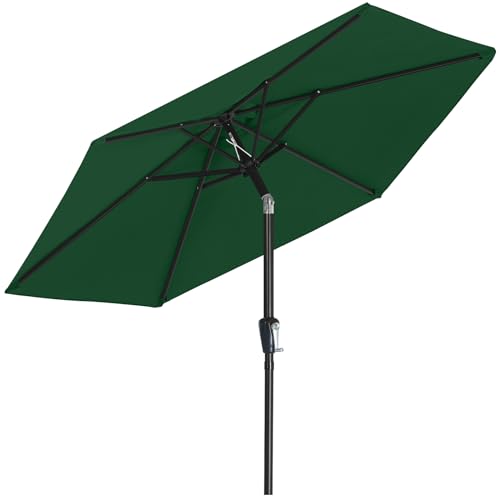 MASTERCANOPY 7.5FT Patio Umbrella with Push Button Tilt and Crank, Outdoor Market Umbrella with 6 Sturdy Ribs, UV Protection & Waterproof for Garden, Deck, Backyard, Pool (Forest Green) - color: forest green, size: 7.5ft
