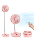 Belife X8 Portable Fan, 7200mAh Battery Powered Rechargeable, Oscillating USB Desk Floor Fan with Remote, Foldable Telescopic Fan for Home Bedroom Sleeping Office Camping Travel, 7.7" (Pink) - color: Pink, style: Oscillating
