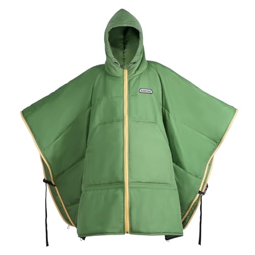 Camping Blanket Poncho, Large Wearable Blankets, 75 x 55 inch Cape, Windproof & Water-Repellent, Portable & Warm, for Outdoor, Sports, Travel, Car - color: Green