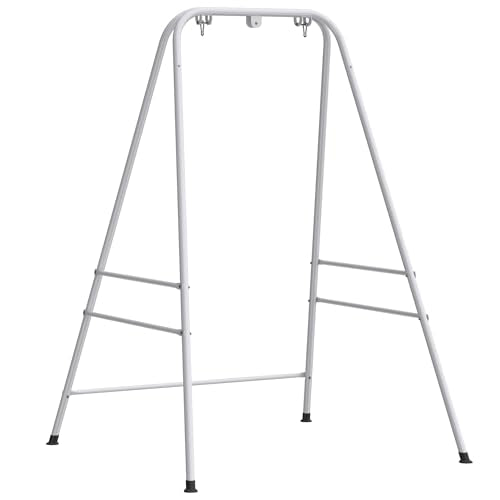 Outsunny Hammock Chair Stand, Free Standing Heavy Duty Hanging Swing Chair with Anti-Slip Foot Pads, 2 Carabiners, for Relaxation, Indoor and Outdoor Use, White - color: White