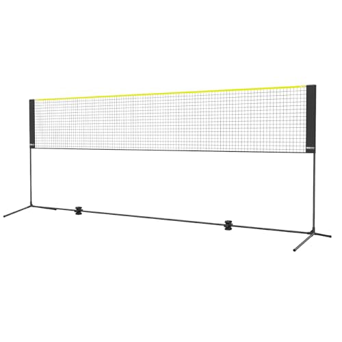 VEVOR Badminton Net, Height Adjustable Volleyball Net, Wide Foldable Pickleball Net, Portable Easy Setup Tennis Net Set with Poles, Stand and Carry Bag, for Kids Backyard Game Indoor Outdoor Use - size: 14ft