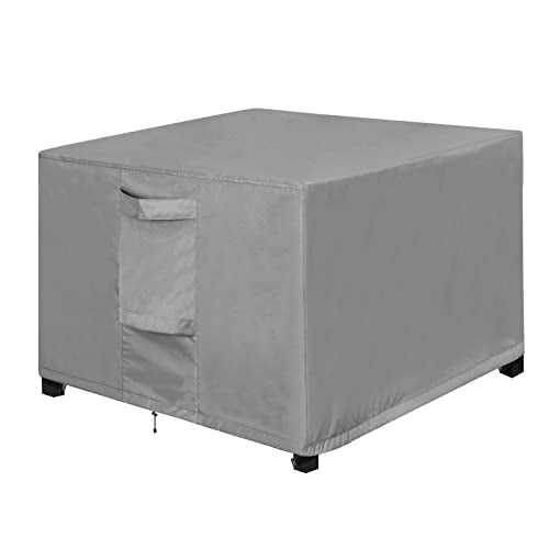 OutdoorLines Outdoor Waterproof Patio Ottoman Covers - Square UV-Proof Patio Side Table Cover Windproof Heavy-Duty Furniture Covering Protector 21L x 21W x 17H Inch, Grey - color: Grey, size: Square 21"l X 21"w X 17"h