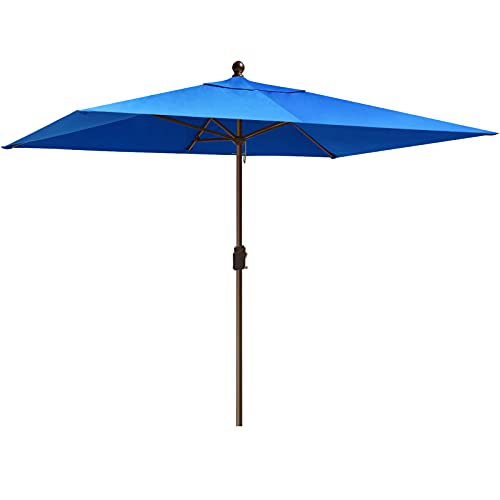 EliteShade USA 10-Year-Non-Fading 6.5x10Ft Rectangular Market Patio Umbrella, UPF 50+ UV Protection Performance Sun Umbrella, Heavy Duty Commercial Grade Outdoor Table Umbrella with Crank, Windproof Vented Top for Garden, Pool, Deck and Outdoor Playsets,