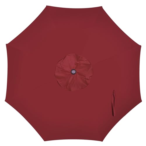 Blissun 9' Outdoor Patio Umbrella, Outdoor Table Umbrella, Yard Umbrella, Market Umbrella with 8 Sturdy Ribs, Push Button Tilt and Crank - color: Burgundy