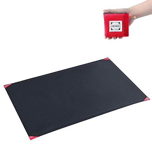 Azarxis Pocket Blanket Waterproof Beach Picnic Festival Mat Sandproof Ultralight Compact Portable Travel Tent Tarp Footprint Shelter Sunshade Ground Cloth for Outdoor Camping Hiking Park with Stakes - color: #02 Black, size: 6'11" x 6'7"