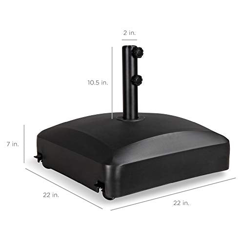 Best Choice Products 123lb Capacity Fillable Mobile Umbrella Base Heavy Duty Market Stand for Patio, Deck, Poolside w/ 4 Wheels, 2 Locks, 2 Knobs, Wind-Resistant Design - Black - color: Black