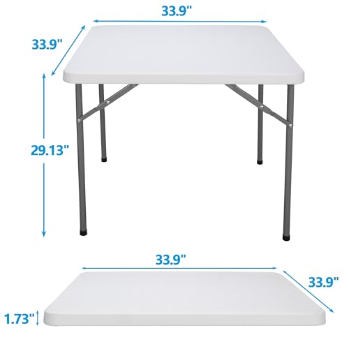 JupiterForce 3ft Folding Card Table, Indoor Outdoor Portable Plastic Picnic Table, Heavy Duty Party Camping Dining Table, White - color: White, size: 3FT