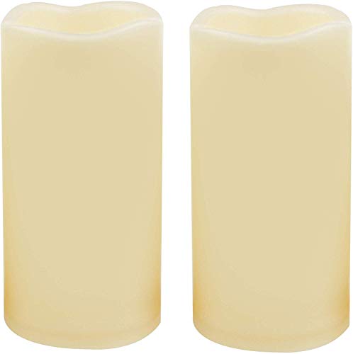 2 PCS 3" x6" Waterproof Outdoor Battery Operated Flameless LED Pillar Candles with Timer Flickering Plastic Resin Electric Decorative Light for Lantern Patio Garden Home Decor Party Wedding Decoration - color: Waterproof Pillar Candles (3" x 6") - 2 Pack